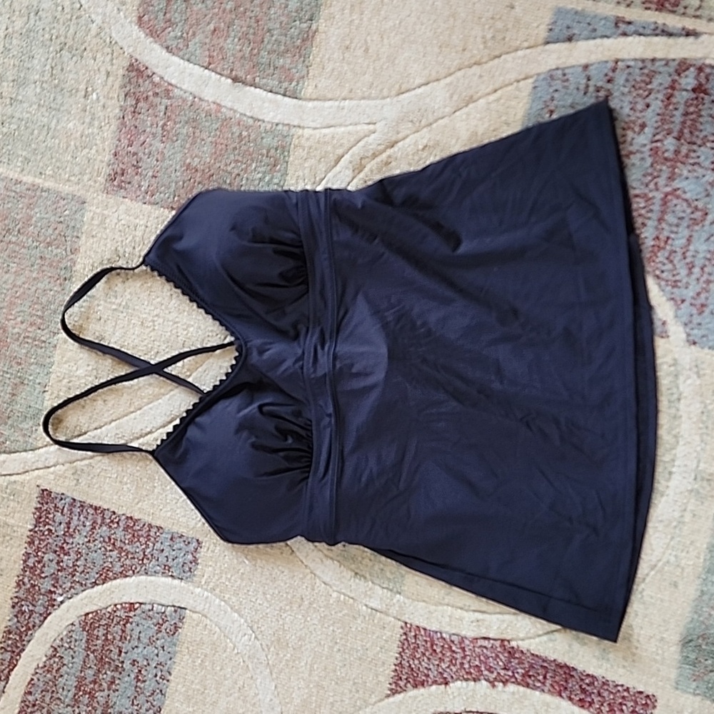 Women's Land End Black Tankini Top Size 12